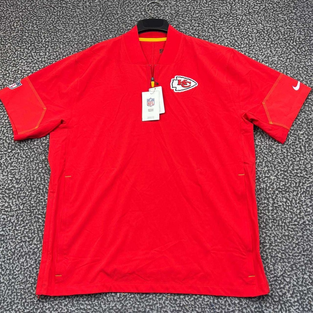 Nike Kansas City Chiefs NFL Shirt Men Large Short Sleeve 1/4 Zip Pullover New